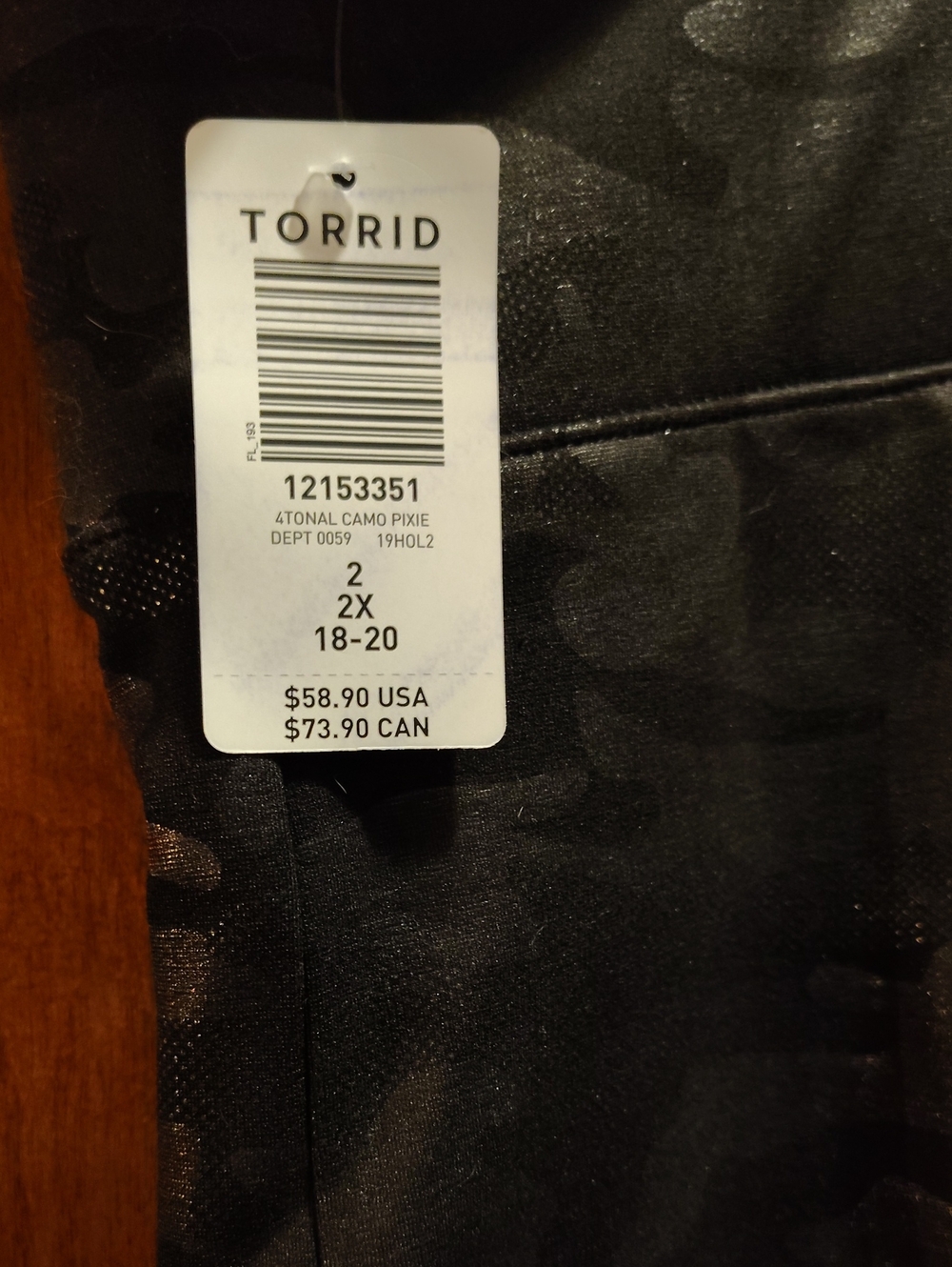 torrid Black Tonal Camo Pixie Pants